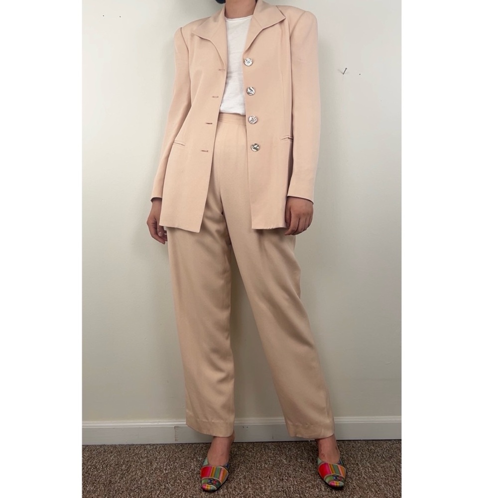 Vintage Dana Buchman Pastel Pink Silk Pantsuit - Picture 2 of 8
